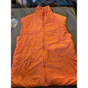 Fashion Nova‎ Orange Puffer Vest Women's Size M Zip Up